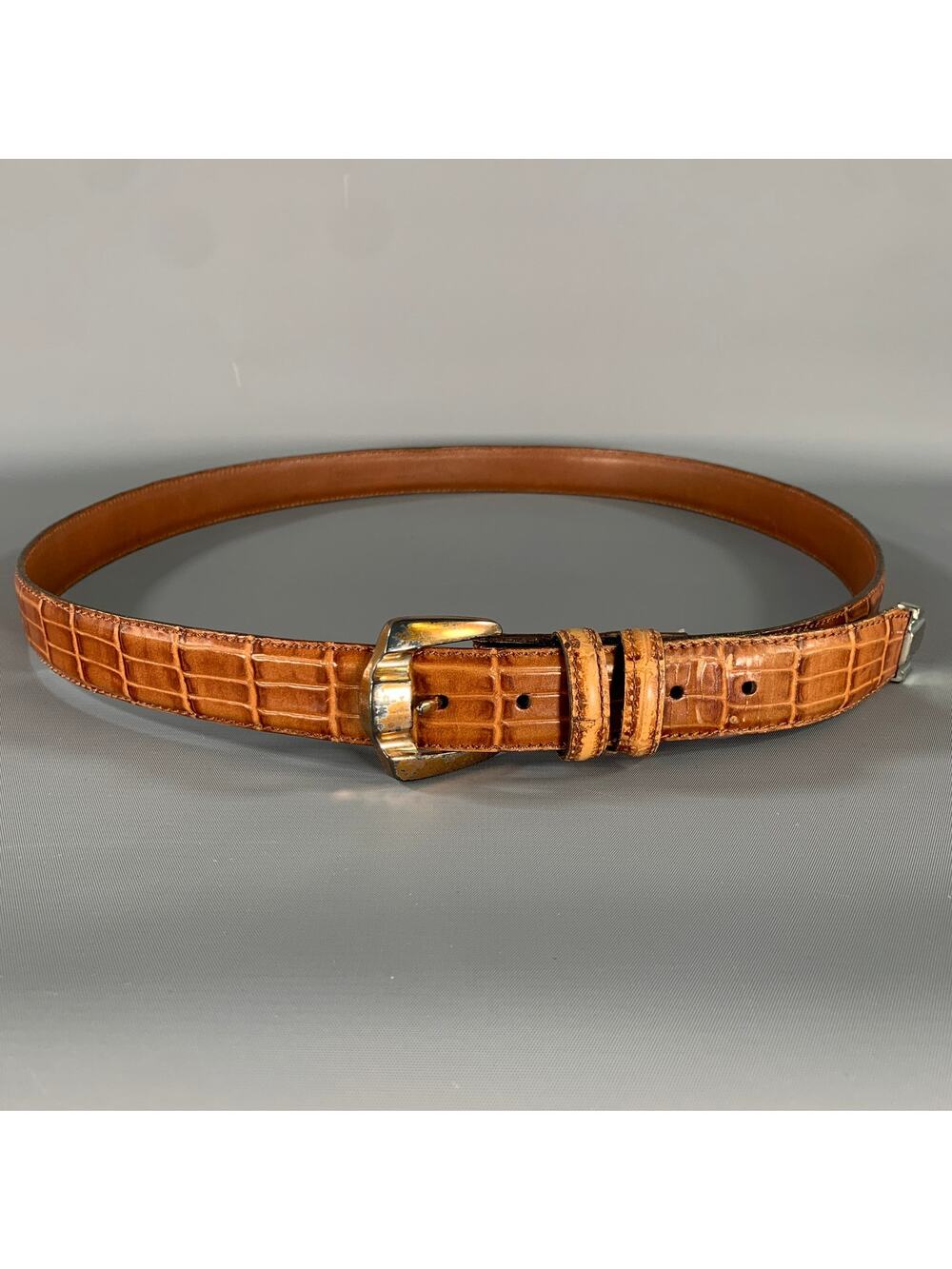 NO BRAND Size 40 Brown Cognac Alligator Leather Belt